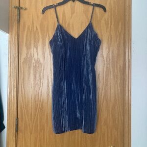 Blue velvet mini dress